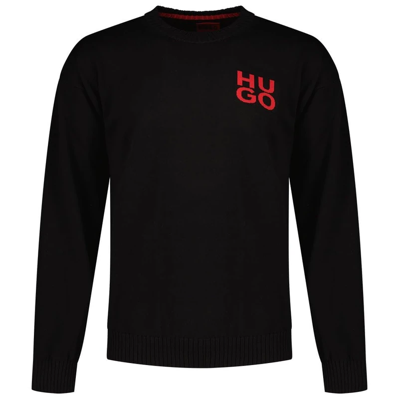 HUGO Men's San Cassiano-C Knitted Sweater, Black1, S