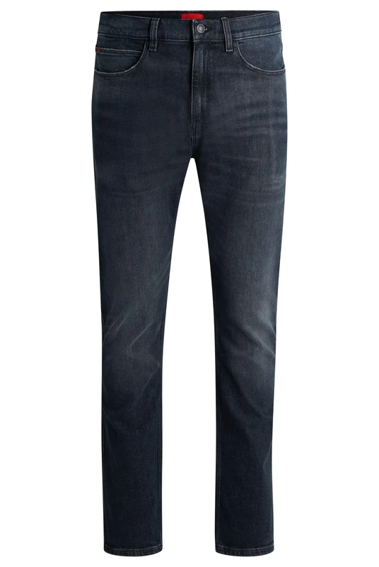 HUGO Mens 708 Grey Slim-fit Jeans in Stretch Denim