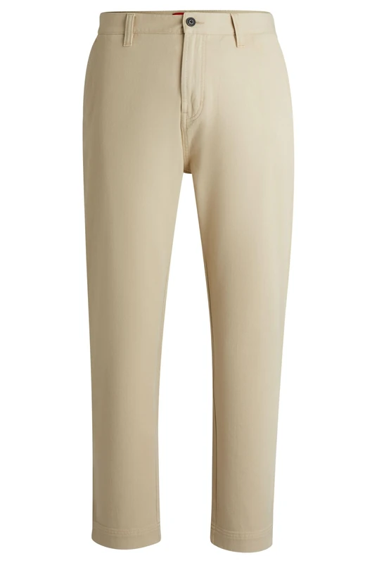HUGO Mens Zeebo243D Tapered-fit Trousers in Cotton Twill