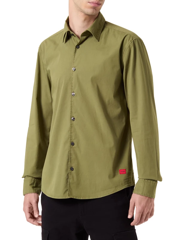 HUGO Men's Ermo Shirt, Open Green386,