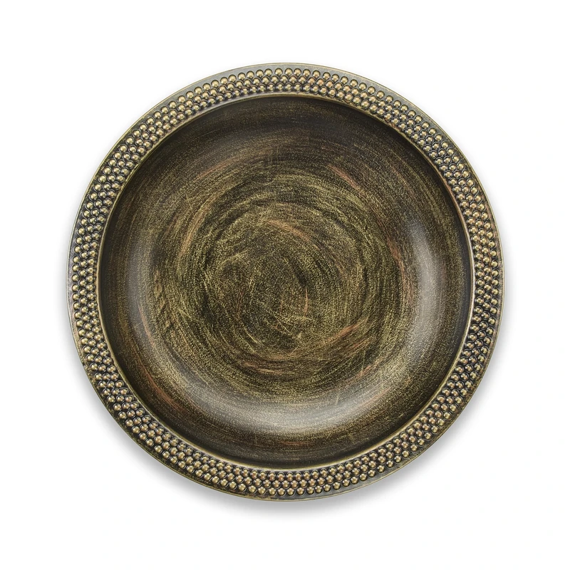 Good Directions BAS18, 18" Hand-Hammered Pure Copper Beaded Birdbath with Aged Brass Finish, Basin Only