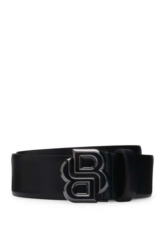 BOSS Mens B Icon-G Italian-leather belt with Double B monogram buckle