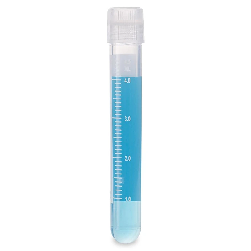Globe Scientific RingSeal Cryogenic Vials, 3032-5-RB, 5.0ml, Sterile, External Threads, Attached Screwcap with O-Ring Seal, Round Bottom, 500/Case