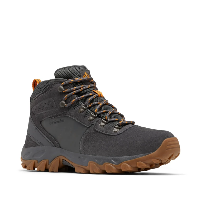 Columbia Men's Newton Ridge Plus 2 Suede WP Wide, Mid Rise Trekking and Hiking Boots, Dark Grey/Gold Amber, 8 Regular