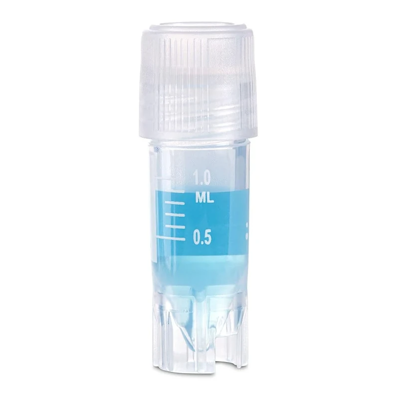 Globe Scientific RingSeal Cryogenic Vials, 3032-1, 1.0ml, Sterile, External Threads, Attached Screwcap with O-Ring Seal, 500/Case