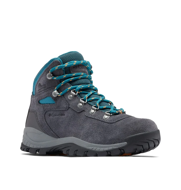 Columbia Womens Newton Ridge Plus Waterproof Amped, Shark/River Blue, 10 Wide, Shark/River Blue, 10 Wide