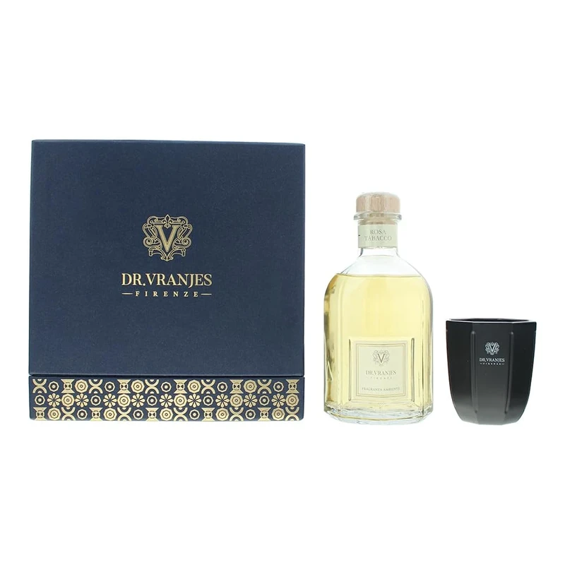Dr. Vranjes Firenze Rosa Tabacco Fragrance Blue Box Gift Set 250ml Diffuser & 80g Candle