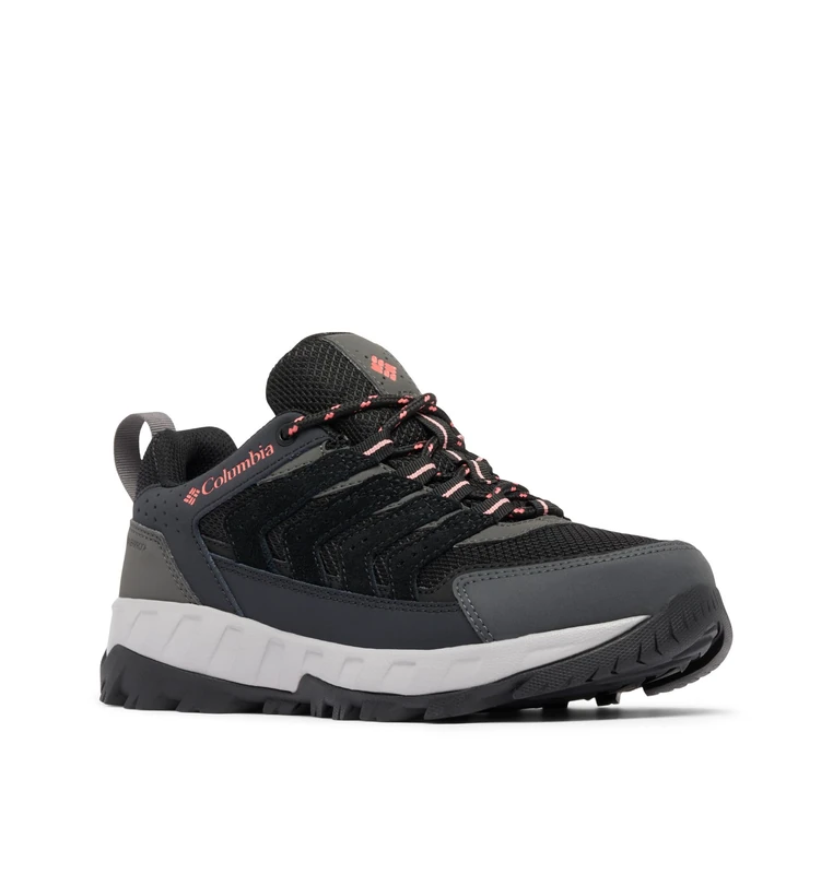 Columbia Women's Strata Trail Low WP, Low Rise Trekking and Hiking Shoes, Black/Juicy, 3 Regular