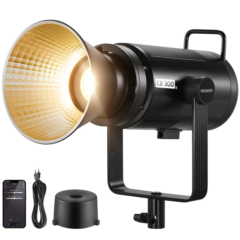 NEEWER CB300B 320W LED Video Light Studio Light with 2.4G/App Remote Control, All-Metal COB Bi-Colour Studio Continuous Light Bowens Holder 150,000lux/1m 2700K-6500K CRI/TLCI97+ 12 Effects for