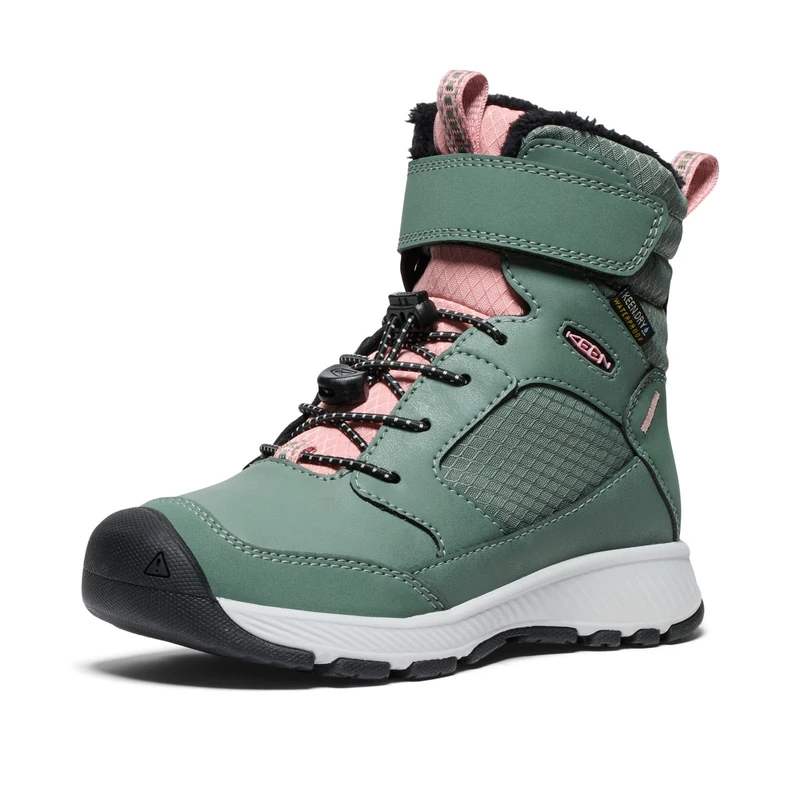 KEEN Unisex-Child Skua Winter Comfortable Insulated Waterproof Snow Boots, Dark Forest/Rose Elegance, 4