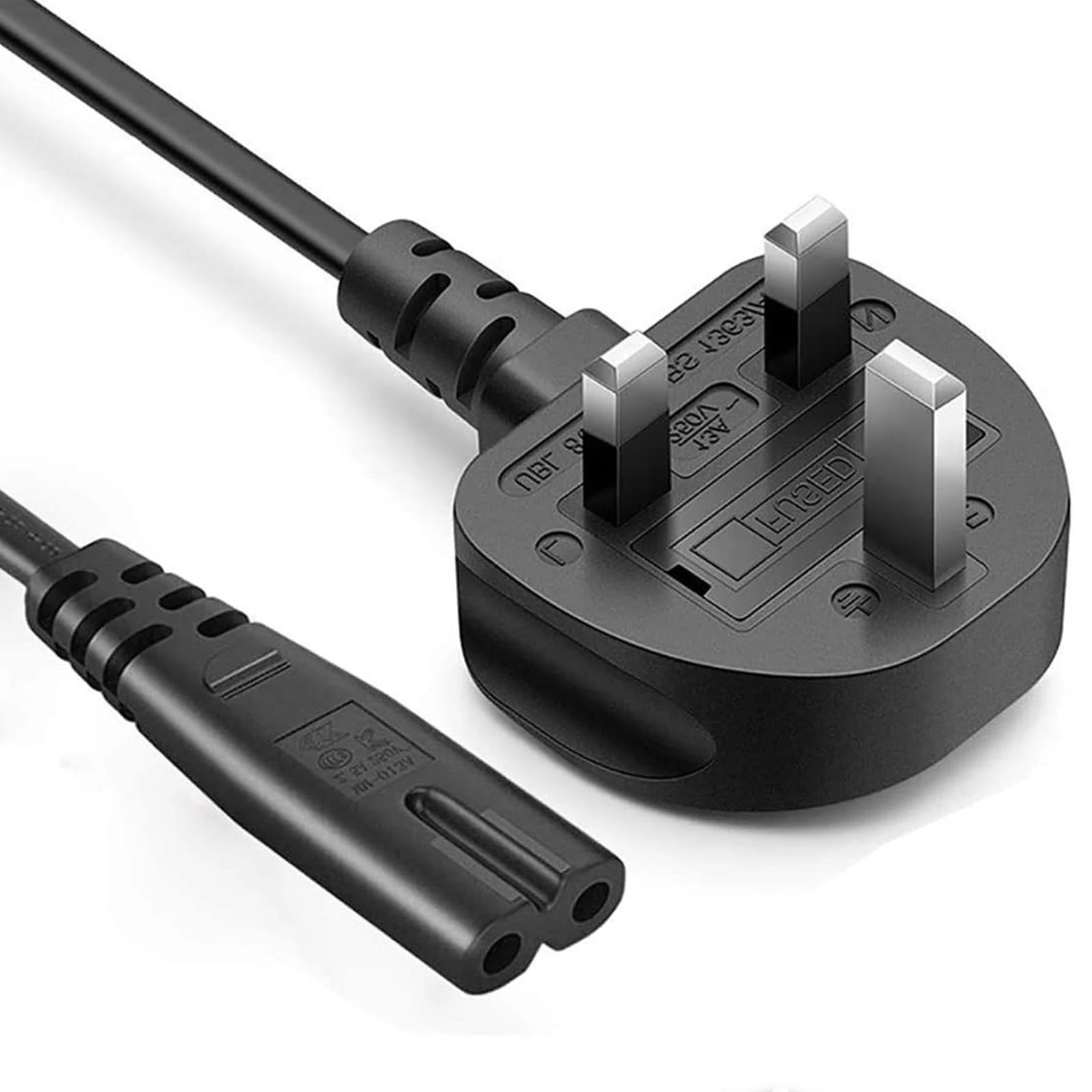 BSWL Power Cable Figure 8 Power Lead, IEC 2 Pin C7 PS4 PS5 Power Cable UK Mains Power Lead TV Power Cable Fig 8 AC Power Cable Compatible with Smart TV Monitor,Printer,Computer,Surface Laptop Charger