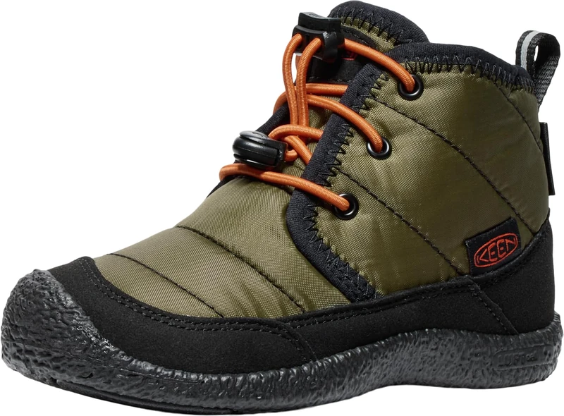 KEEN Unisex-Child Howser 2 Quilted Mid Height Waterproof Comfy Durable Chukka Boots, Dark Olive/Gold Flame, 9