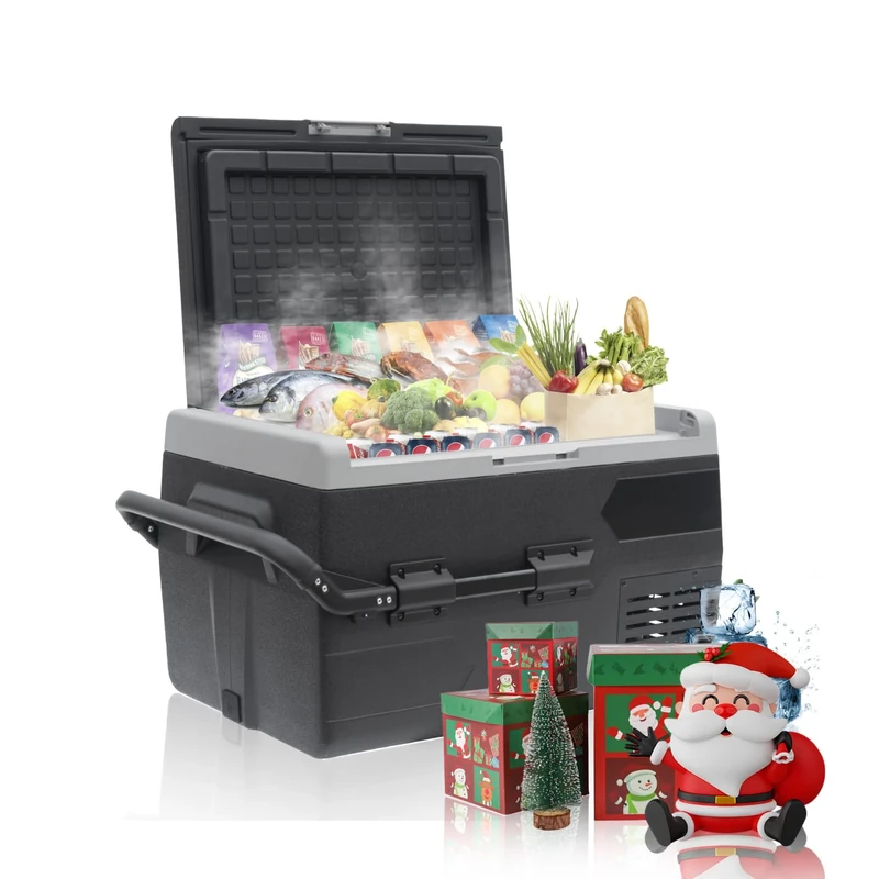 Techomey 50L Car Fridge Freezer Portable Compressor Fridge Freezer 12V/24V, Car Refrigerator Silent Camping for Driving, Picnic, Travel