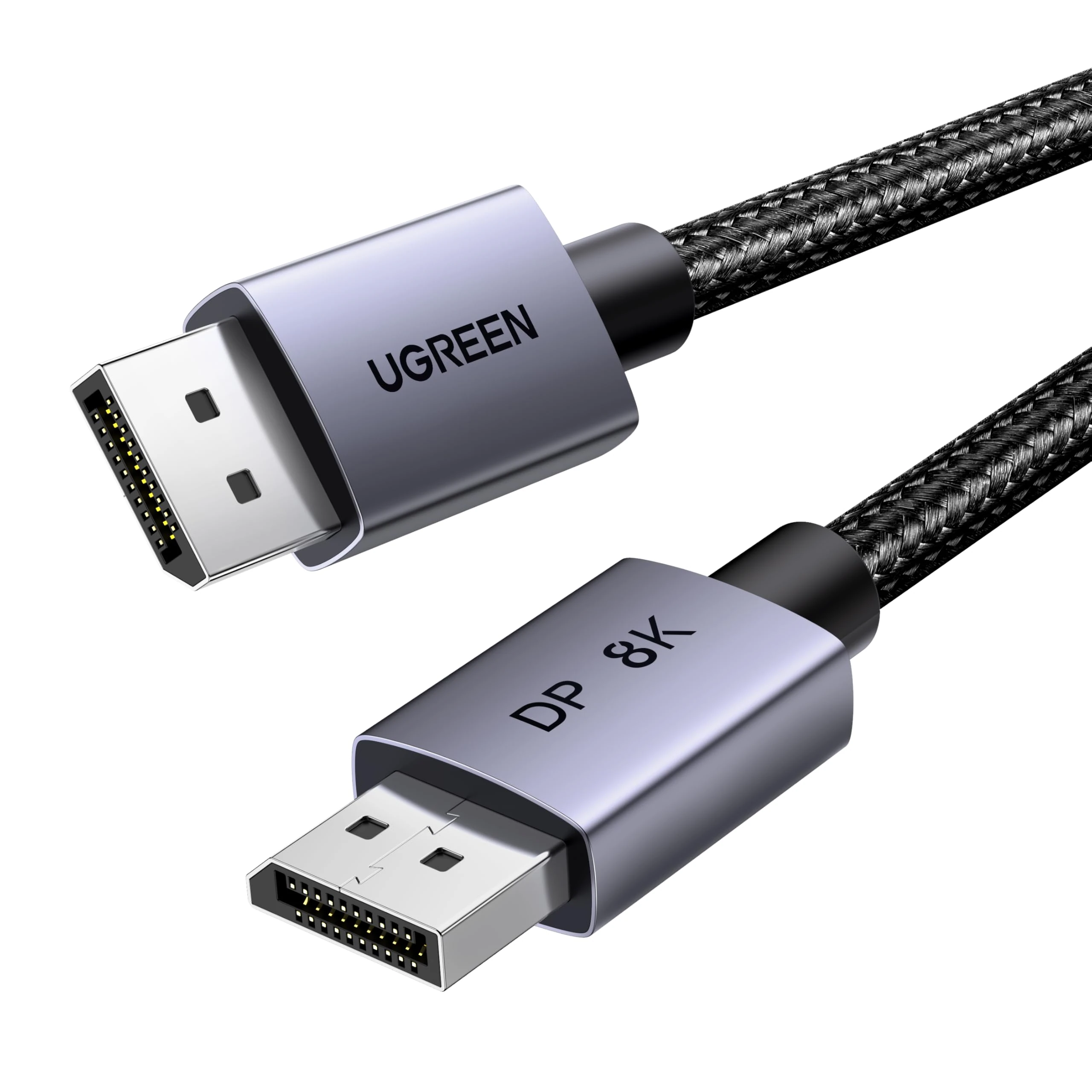 UGREEN DisplayPort Cable 8K@60Hz 6.6FT [VESA Certified] Braided DP 1.4 Display Lead Support 4K@240Hz, 2K@240Hz 32.4Gbps, HDCP 2.2, HDR, FreeSync&G-Sync, 3D Compatible with Gaming Monitor PC HDTVs (2M)