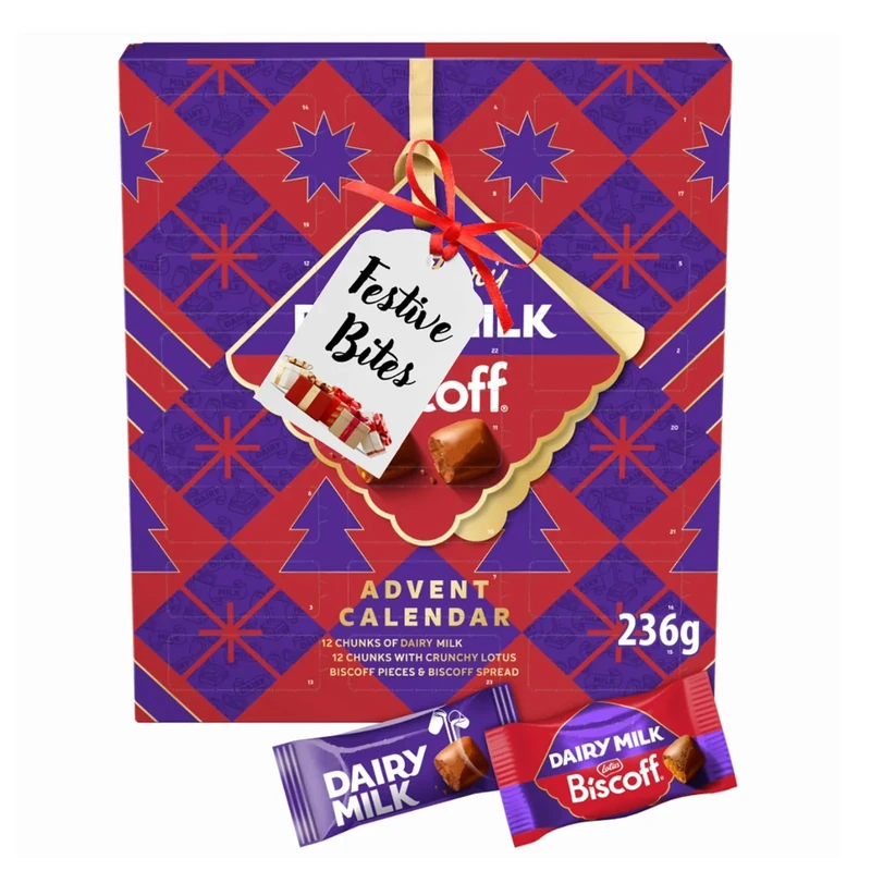 Christmas Milk Chocolate Advent Calendar 2025-24 Days Christmas Countdown Calendar of Biscoff Chunk 236g Great Chocolate Calendar 2025 for Kids, Christmas Gifts