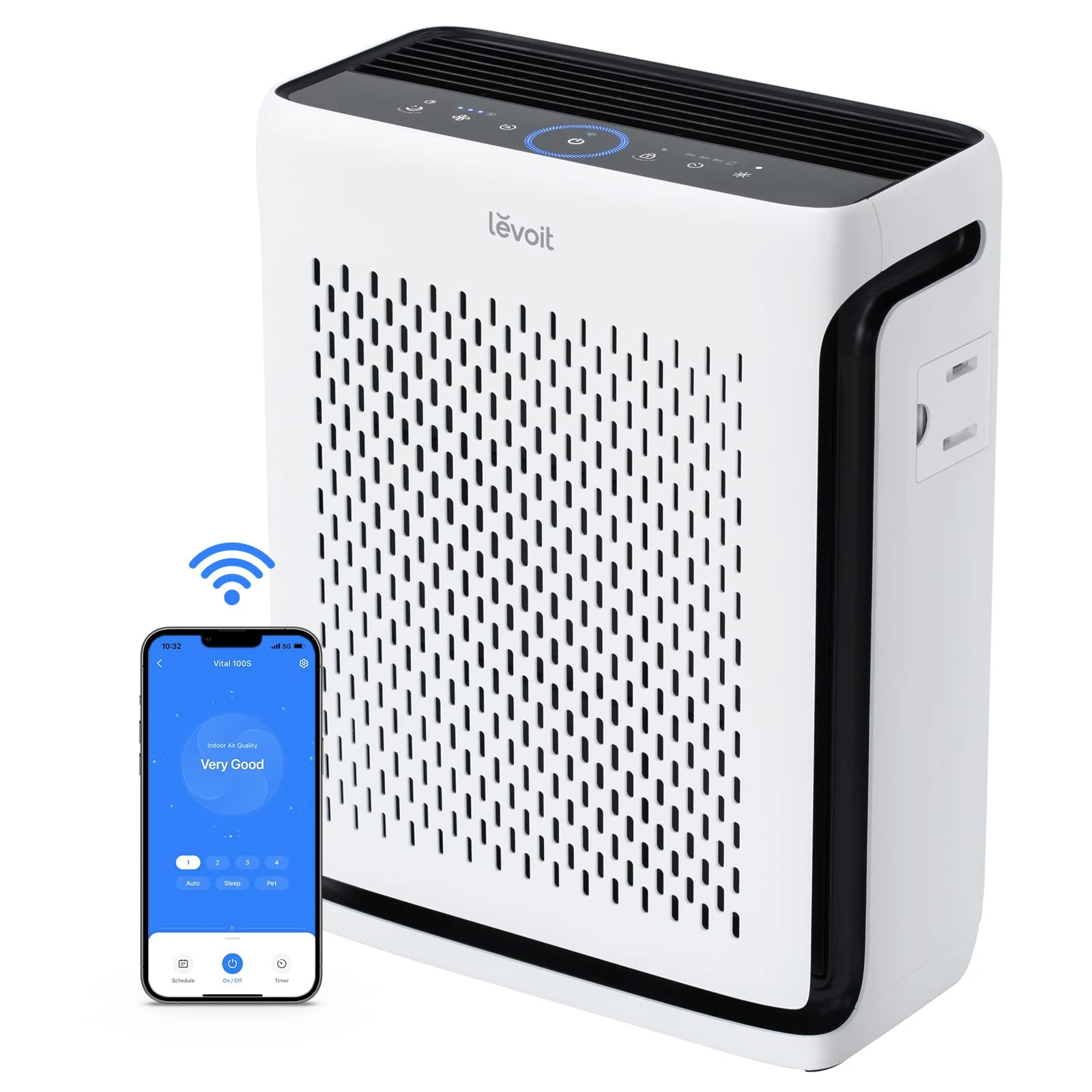 LEVOIT Smart HEPA Air Purifier for Bedroom Home 1120 Sq Ft, Washable Pre-Filter, Air Quality & Light Sensor, Pet Mode, Remove 99.97% of Allergens for Dust, Pollen, Pet, Smoke, Vital 100S