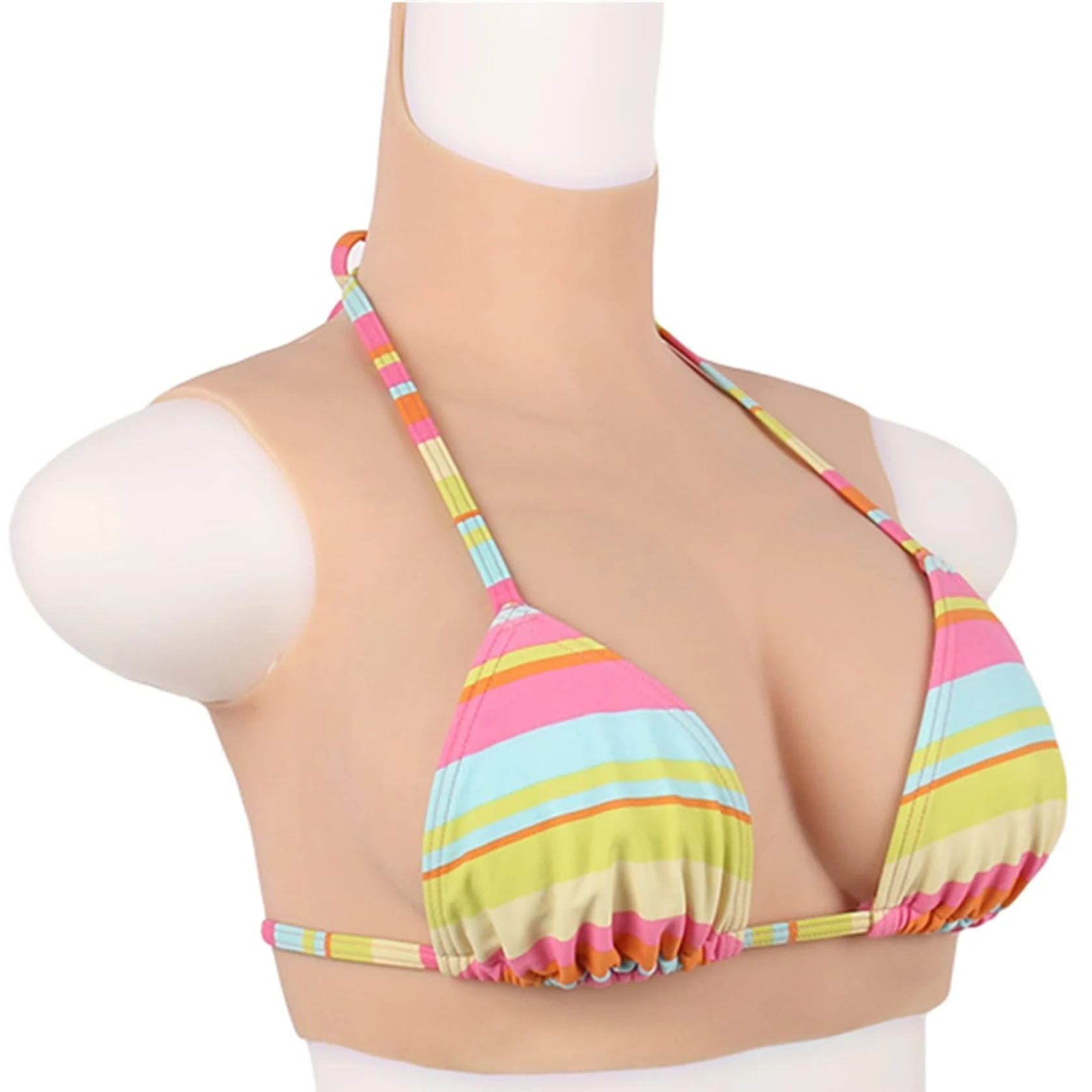 HUANQIN Silicone Breast Simulation Breast Mastectomy Prosthesis Cotton Filled B Cup, Breast Fake Breast Milk Fake Boobs Artificial Boobs, Silicone Breastplate Fake Boobs False Breast, Asian Yellow