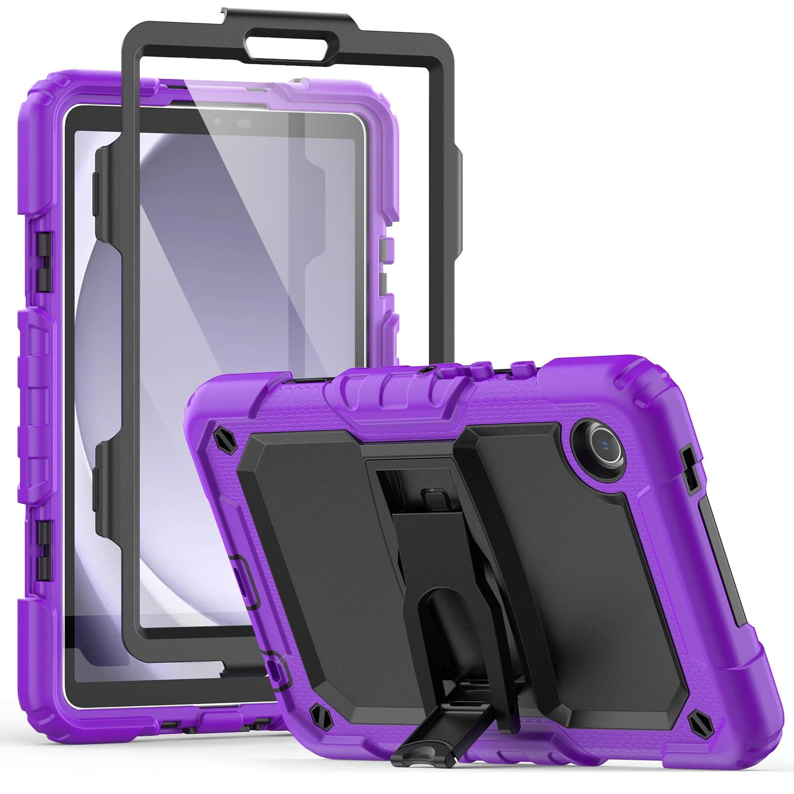 SEYMCY Case for Samsung Galaxy Tab A9 8.7 Inch 2023(SM-X110/X115/X117), Full-body Shockproof with Screen Protector, Folding Stand for Samsung A9 Tablet Case, Purple