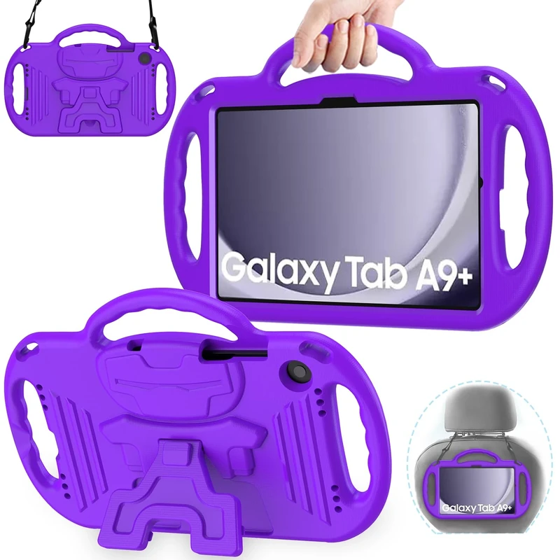 AVAWO Kids Case for Samsung Galaxy Tab A9+/A9 Plus 11 Inch 2023 Case, with Strap, Shockproof Lightweight Handle Stand 2023 Model (SM-X210/X216/X218), Purple