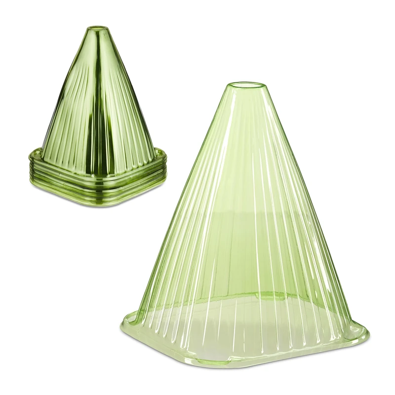 Relaxdays Plant Cover, Set of 32, Snail and Frost Protection, HxWxD: 22 x 19 x 19 cm, Greenhouse Cones, PVC, Dark Green