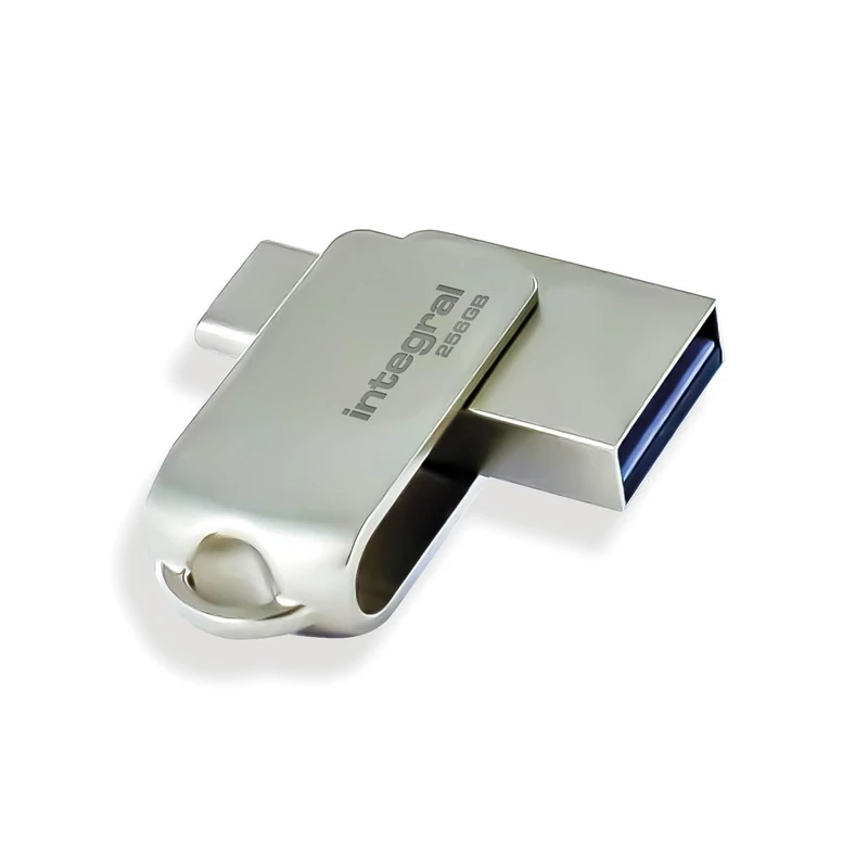 Integral 256GB 360-Dual USB 3.2 Gen 1 Type C & Type A Flash Drive with Solid Metal Casing, Fast Transfer Speeds and Simply Plug & Play