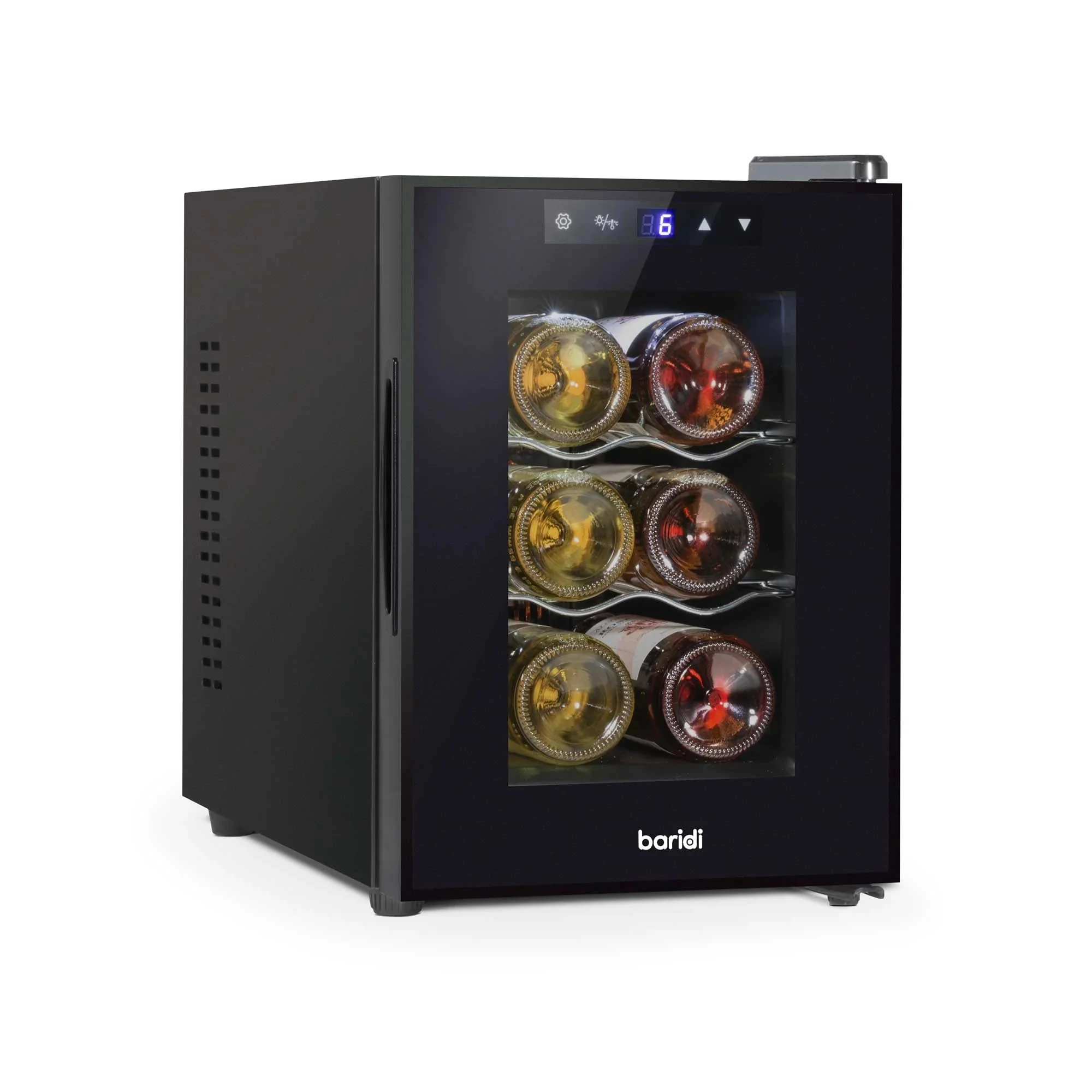 Baridi 6 Bottle Wine Cooler, Thermoelectric, 5-18°C, Touch Control, Table Top - DH217
