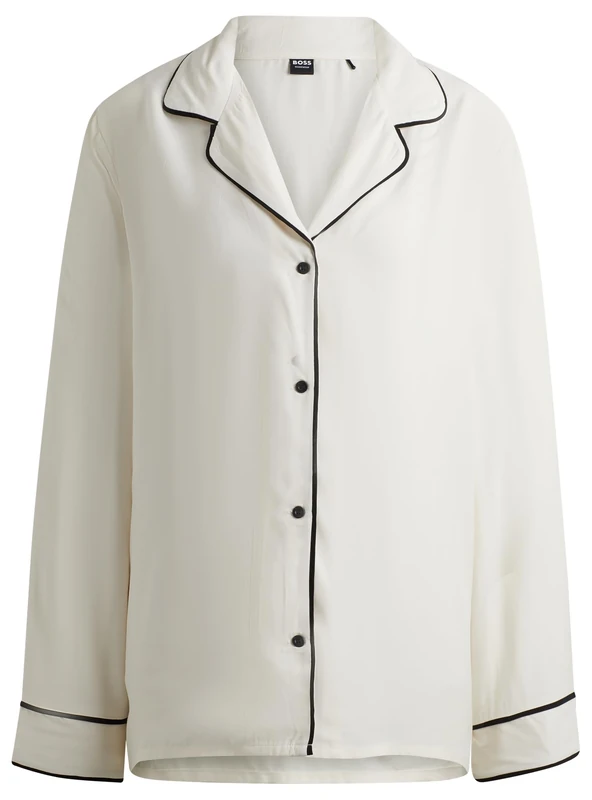 BOSS Women's Brenda_Shirt Pyjama Longsleeve, Open White118,