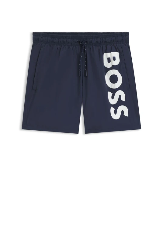 BOSS Mens Octopus Contrast-Logo Swim Shorts with Full Lining
