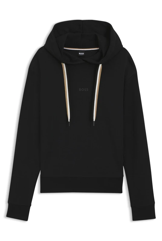 BOSS Logo-detail Hoodie Black