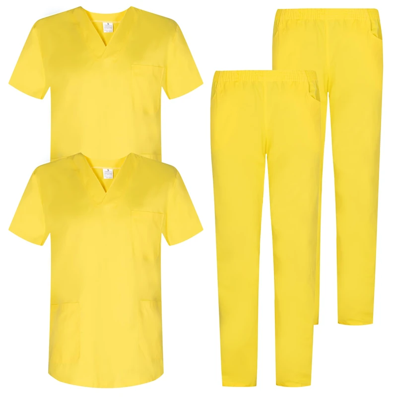 MISEMIYA - Pack * 2 Pcs - Uniforms Unisex Scrub Set – Medical Uniform with Scrub Top and Pants - Ref.2-8178 - X-Small, Yellow