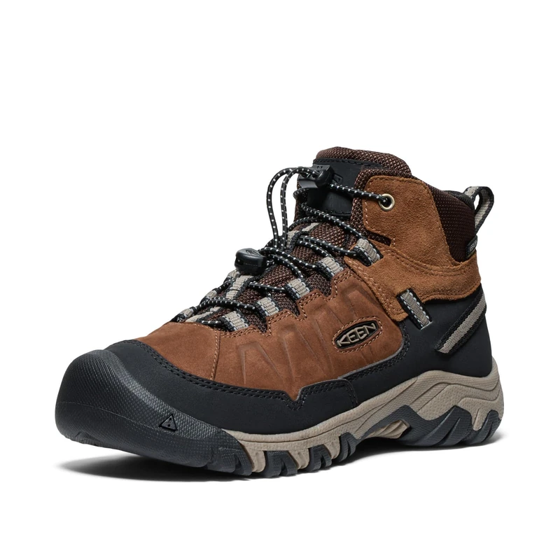 KEEN Unisex-Child Targhee 4 Mid Waterproof Hiking Boots, Bison/Brindle, 1