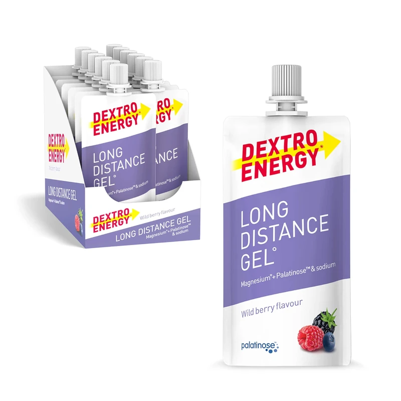 Dextro Energy Long Distance Gel Wild Berry | Fast and Long-Lasting Energy Supply | Developed for Intensive, Long Endurance Exercise | Easy to Consume Continuous Carbohydrates | Pack of 12