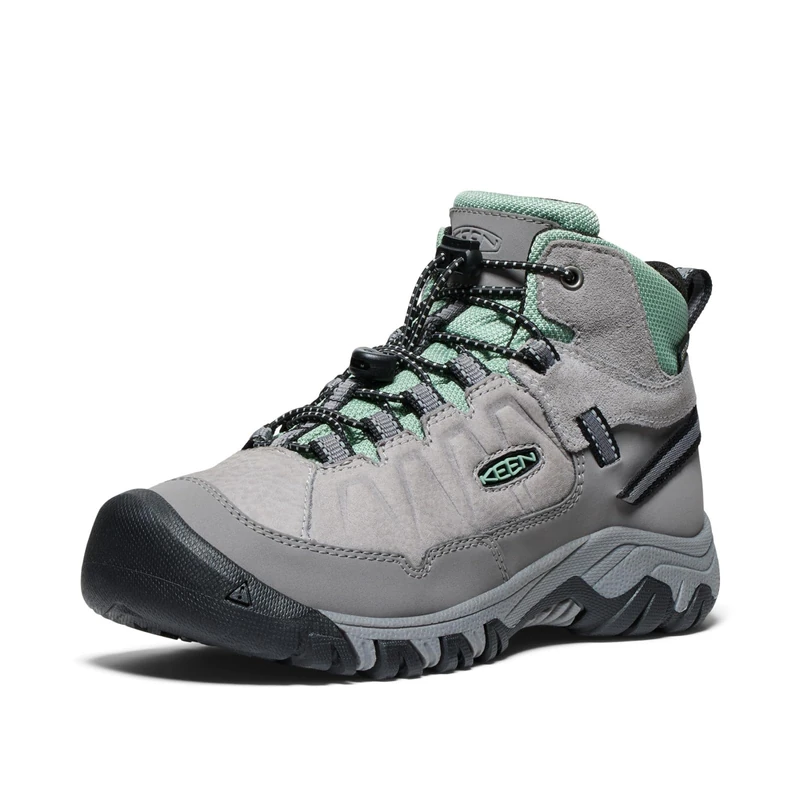KEEN Unisex-Child Targhee 4 Mid Waterproof Hiking Boots, Alloy/Granite Green, 12