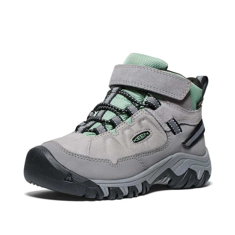 KEEN Unisex-Child Targhee 4 Mid Waterproof Hiking Boots, Alloy/Granite Green, 11