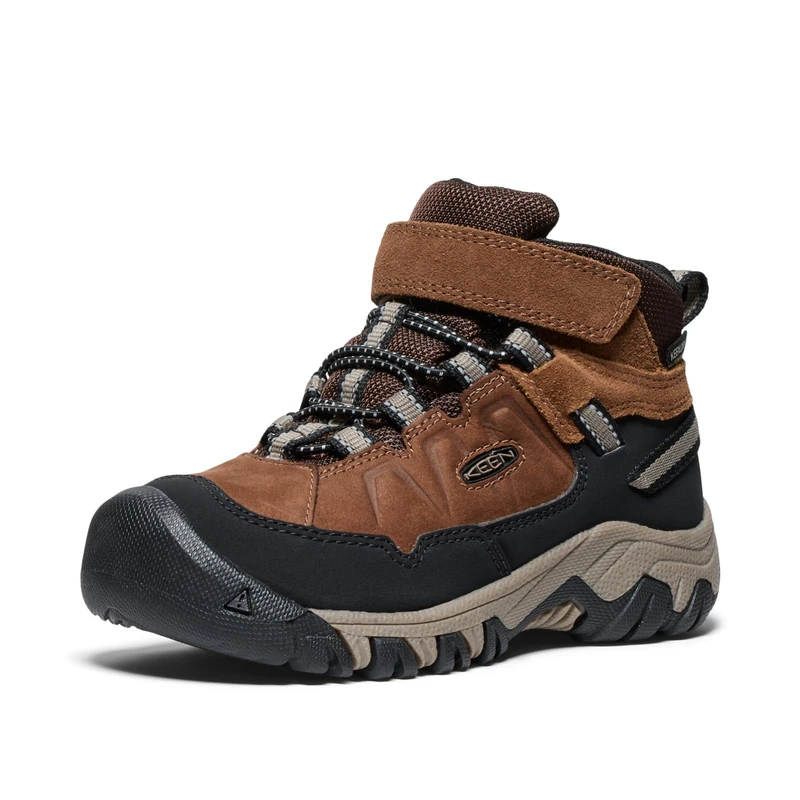 KEEN Unisex-Child Targhee 4 Mid Waterproof Hiking Boots, Bison/Brindle, 12