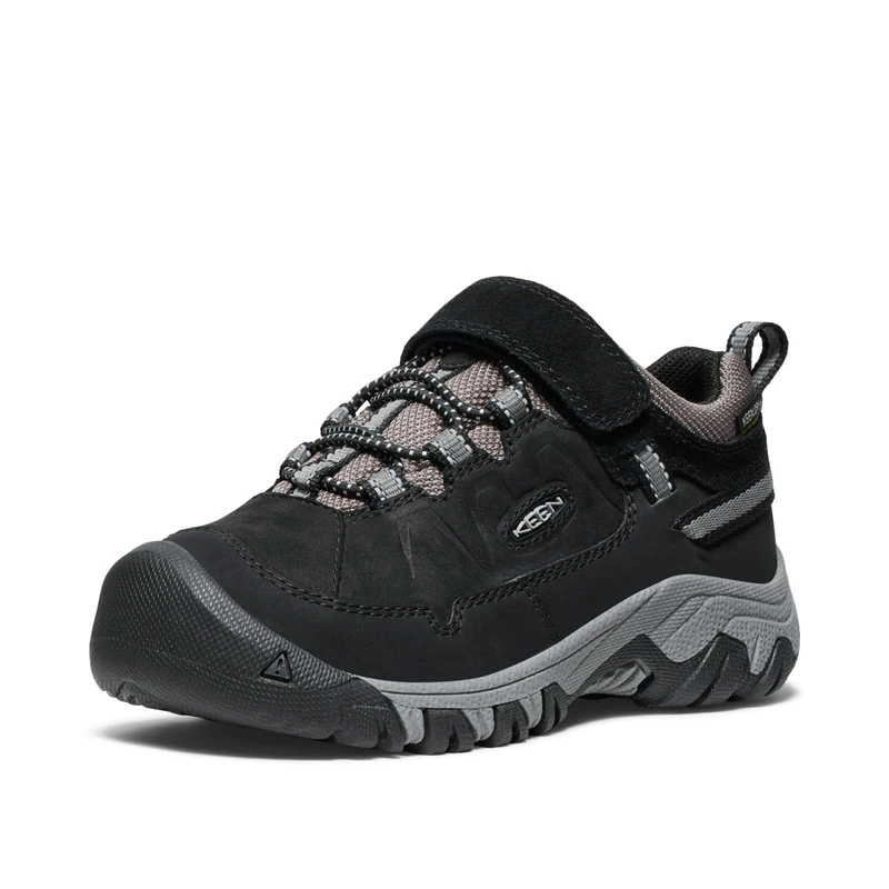 KEEN Unisex-Child Targhee 4 Low Waterproof Hiking Shoes, Black/Steel Grey, 8