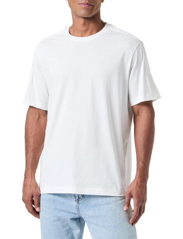 Armani Exchange Men's Small Embroidered Logo Regular Fit Tee T-Shirt, Off White, XXL