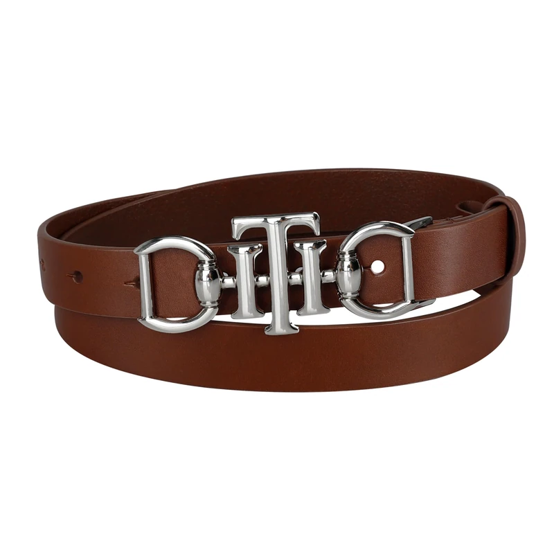 Tommy Hilfiger Women's Th Horsebit Plaque Buckle Belt, Cognac, Large