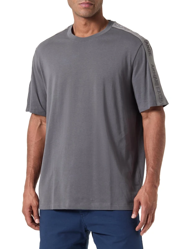 Armani Exchange Men's Small Embroidered Logo Regular Fit Tee T-Shirt, Eiffel Tower, M