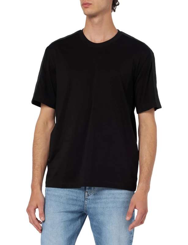 Armani Exchange Men's Small Embroidered Logo Regular Fit Tee T-Shirt, Black, S