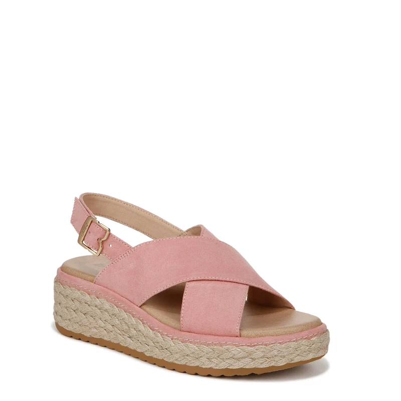 Dr. Scholl's Shoes Women's Ember Espadrille Sandal Wedge, Rose Pink Microfiber, 8 UK