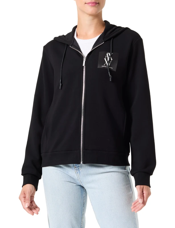Armani Exchange Women's Stretch Scuba Full Zip Hoodie - Black XL