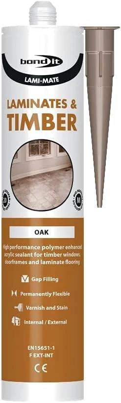 Bond It Lami-Mate Timber & Laminate Sealant Wood Floor Gap Joint Filler EU3 Laminates Flooring Windows Parquet Silicone 310ml (Light Oak, 310ml)
