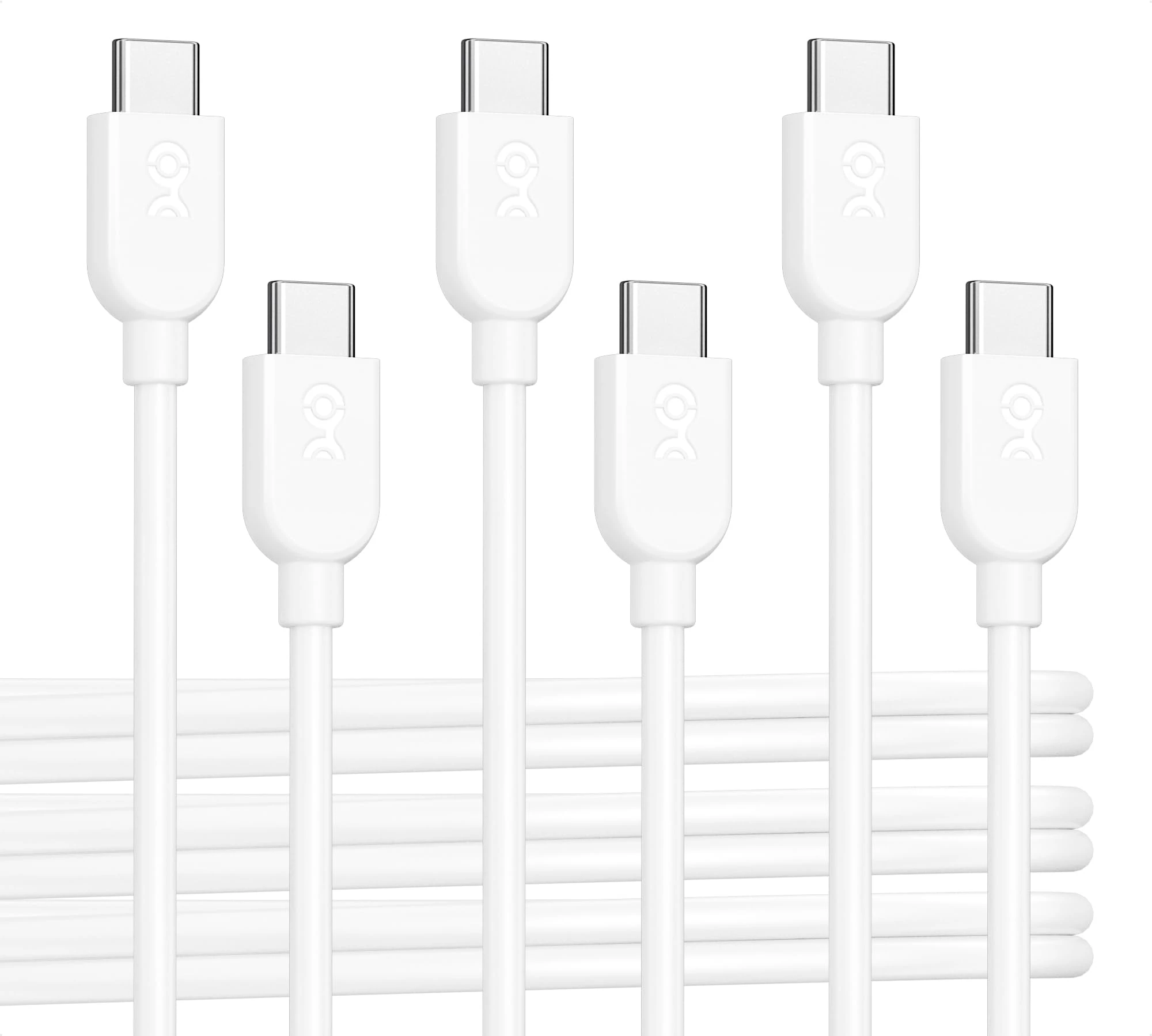 Cable Matters 3-Pack Extreme Flexible Short USB C Charging Cable 0.3m in White, Support 60W PD, Apple CarPlay, Android Auto, USB C to USB C Cable for iPhone 15/15 Pro/15 Pro Max, iPad, Galaxy S23