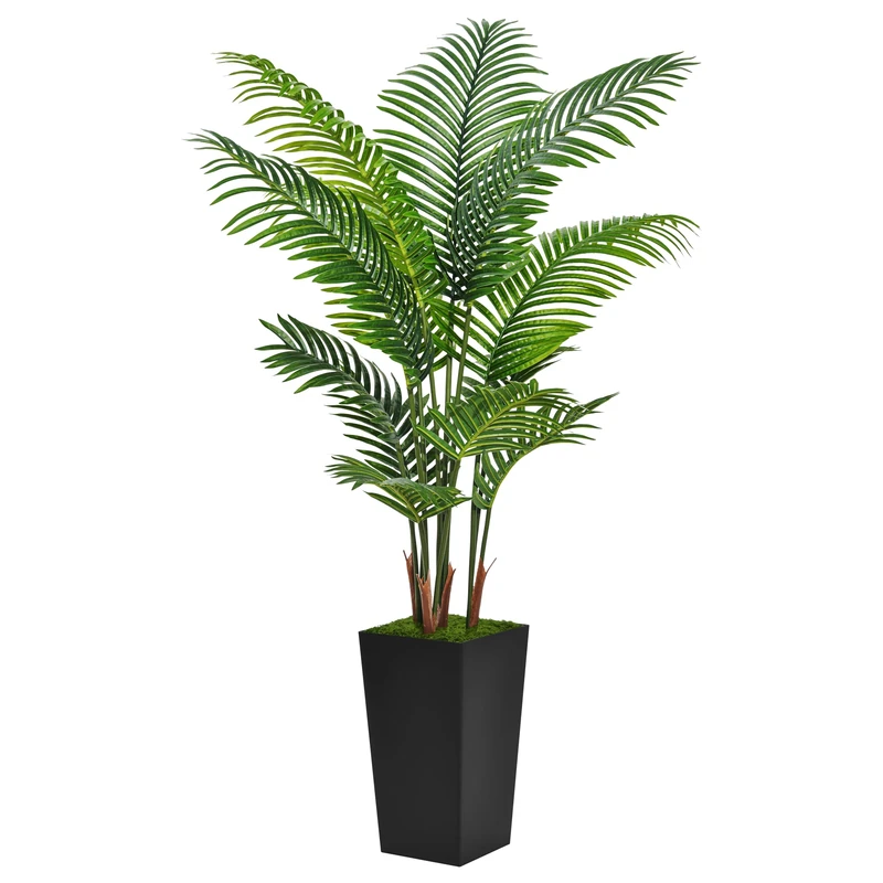 ASTIDY Artificial Palm Tree 5FT - Fake Tree with Black Tall Planter - Faux Tropical Areca Floor Plant in Pot - Artificial Silk Plant for Home Office Living Room Decor Indoor