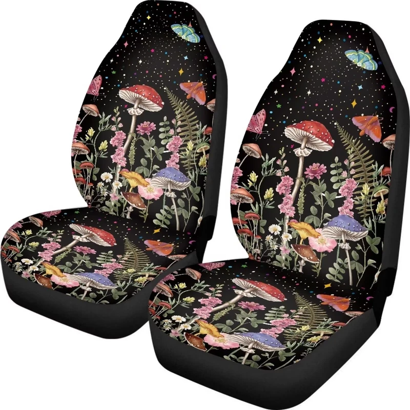 Buybai Forest Mushroom Car Seat Covers Set of 2 Piece Front Seats Only Universal Fit Most Cars, SUV, Truck, Sedan Car Interior Decor