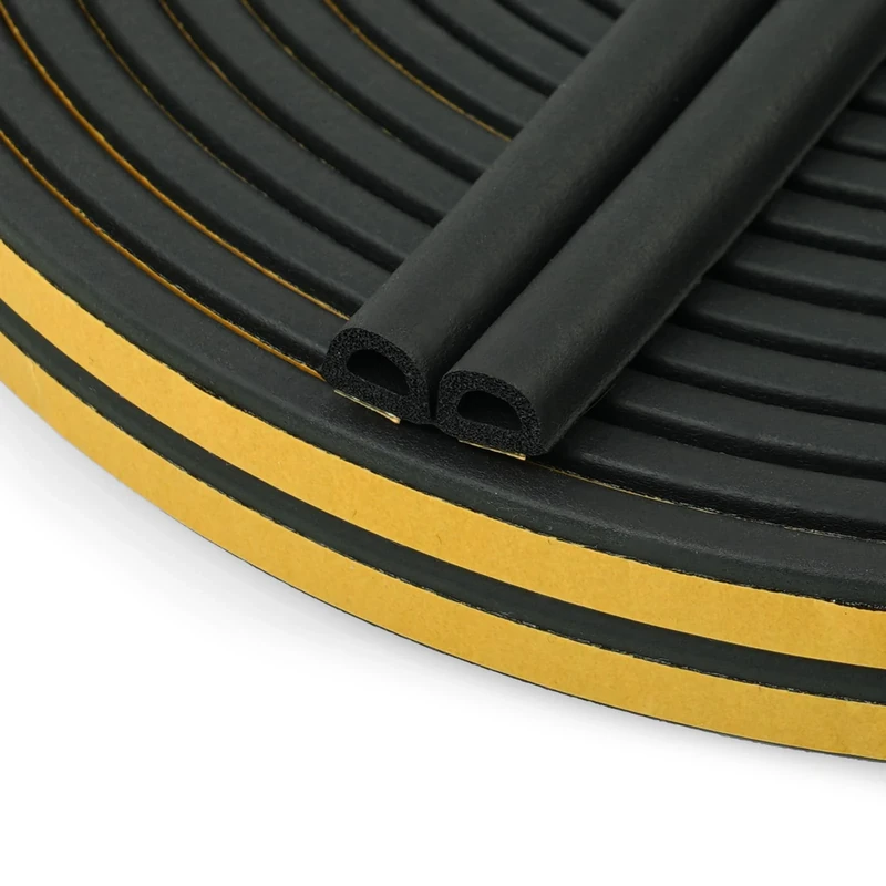 Flintronic 12M Draught Excluder Tape for Door and Window, Self-Adhesive Type D Seal Strip, 9 * 6mm Weather Strip, Insulation, Anti-Collision, Soundproof, Dustproof