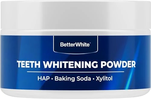 BetterWhite Teeth Whitening Powder - Dentist-Approved & Enamel-Safe | Tea, Coffee, Wine & Smoking Stain Remover | Non-Sensitive Formula | Peroxide-Free | HAP, Baking Soda & Xylitol