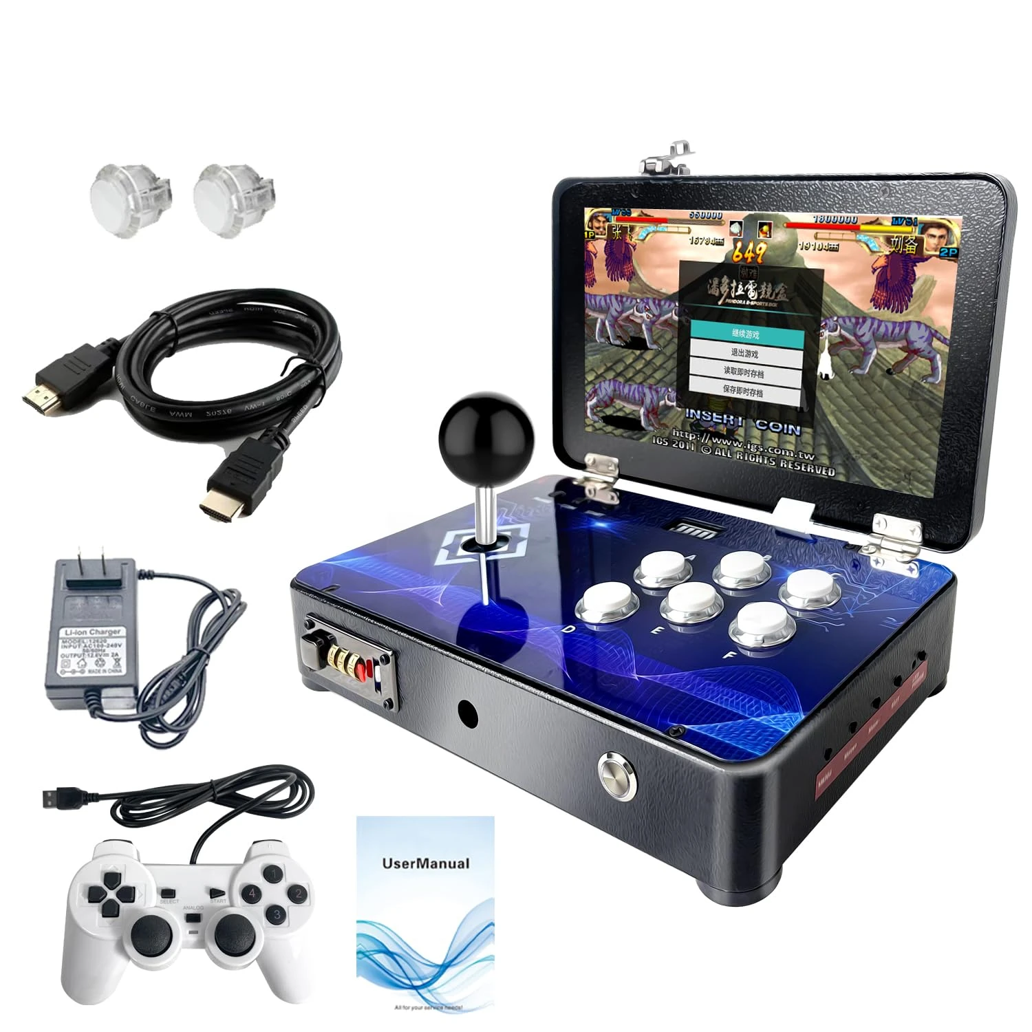 WYGaming Pandora Arcade Portable Retro Video Game Player with 20000+ Classic LED Games 10"
