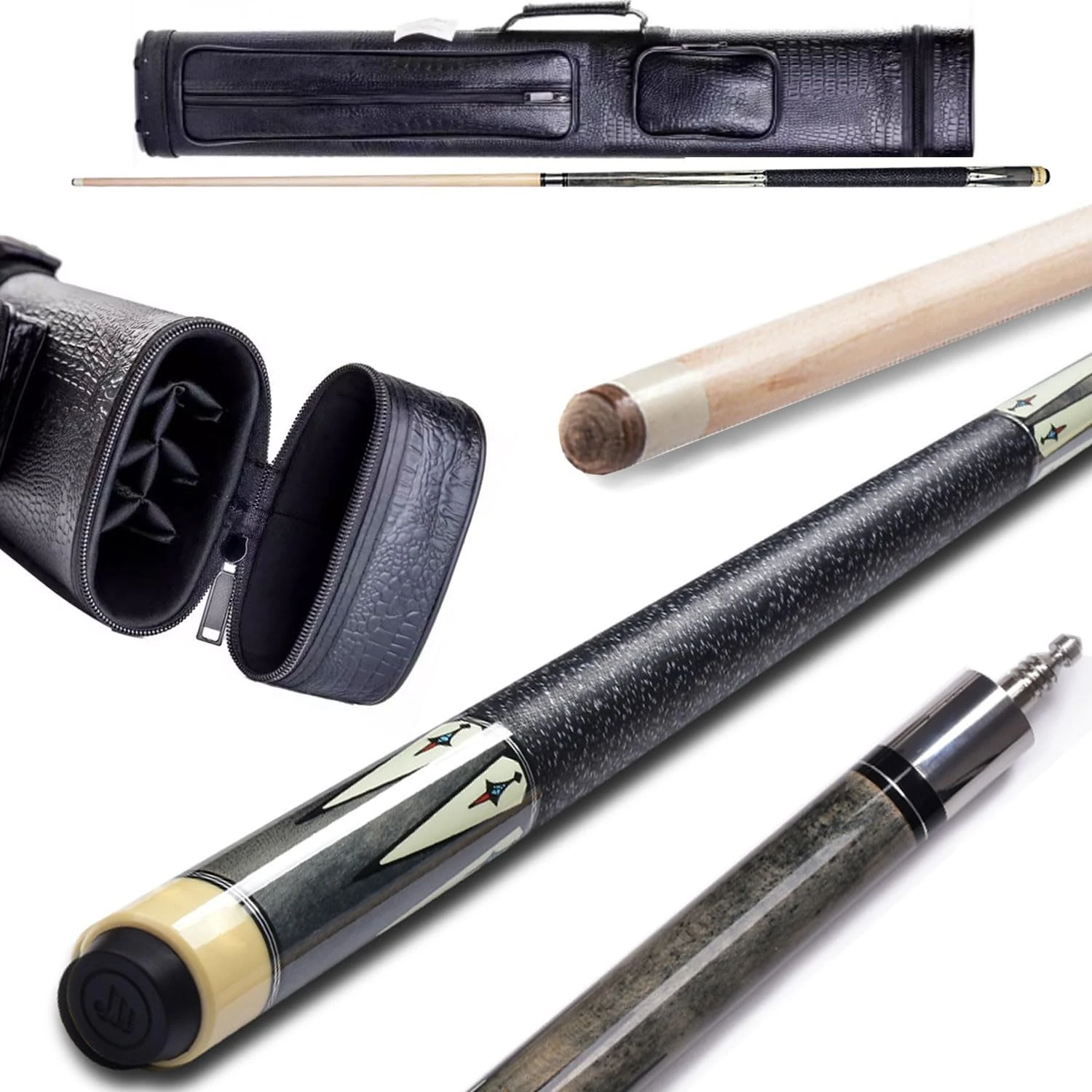 SinSed pool cue with case58-Inch American Nine-Ball Pool Cue Set, 13MM Piano Paint Rear Handle(Color:1,Size:A)